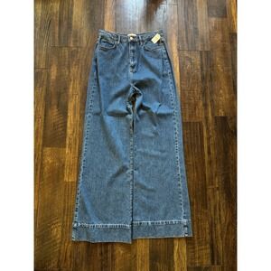 Triarchy Wide Leg Jeans Womens 31 Blue Rigid Denim Streetwear High Rise NWT
